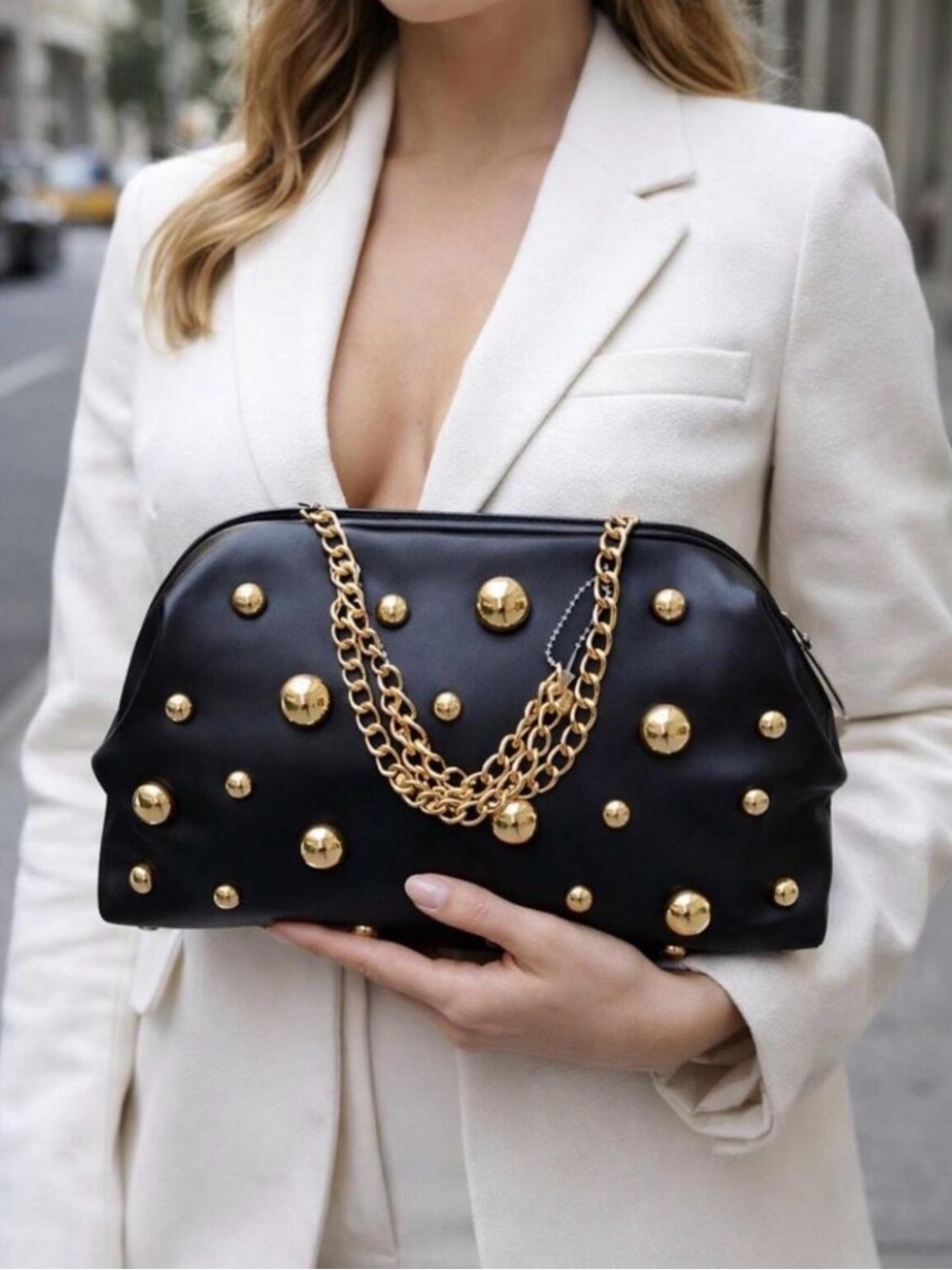 a new day Black Clutch with Gold Studs & Chain - Picture 2 of 3